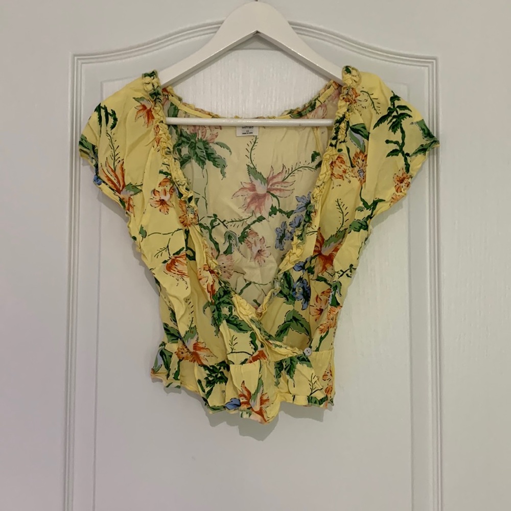 Wilfred Yellow Floral Wrap Top